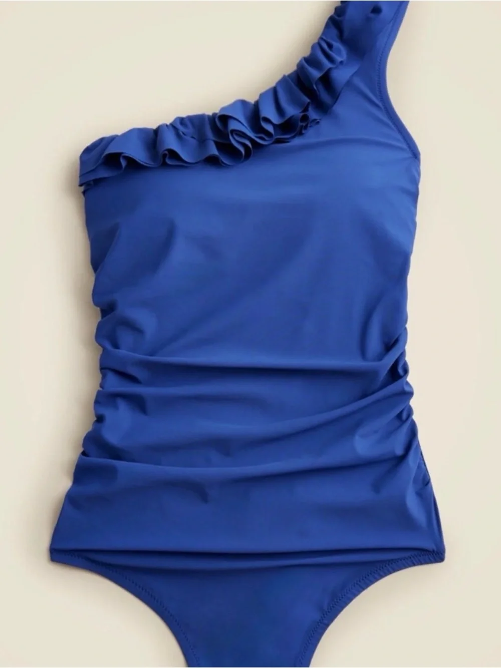 J. Crew One-Shoulder Ruffle Swimsuit in Royal Blue